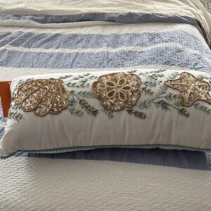 C&C California White and Gold Seashell Pillow